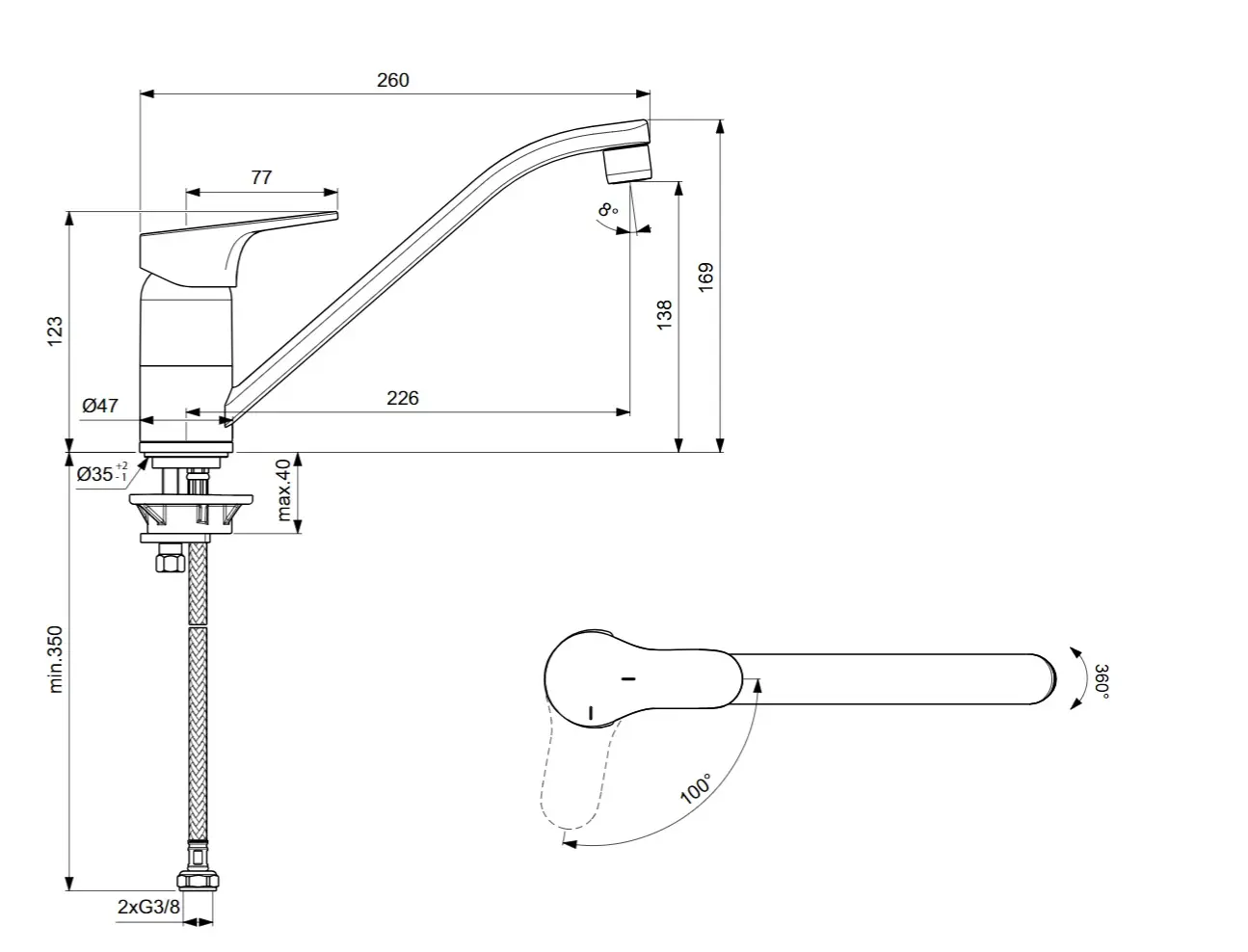 Ideal Standard Cerabase - Keukenkraan, BlueStart, Chroom BD432AA 4 Ideal Standard Cerabase - Keukenkraan, BlueStart, Chroom BD432AA - Afbeelding 2