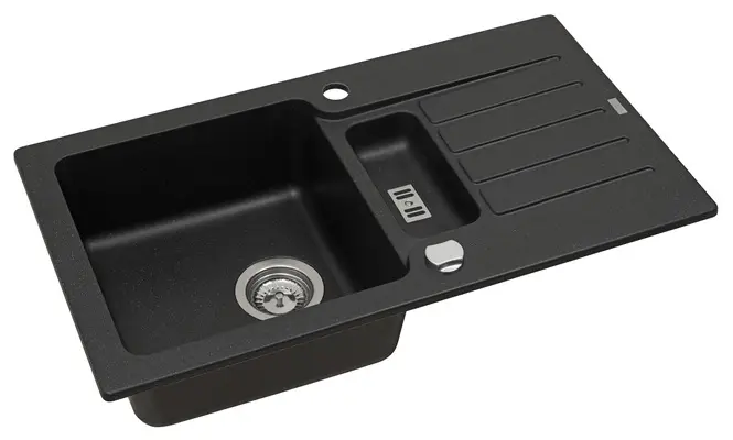 Alveus Niagara - Granieten Spoelbak 78x44 Cm, Met Draaiknopbediening, Carbon 1089487 5 Alveus Niagara - Granieten Spoelbak 78x44 Cm, Met Draaiknopbediening, Carbon 1089487 - Afbeelding 3