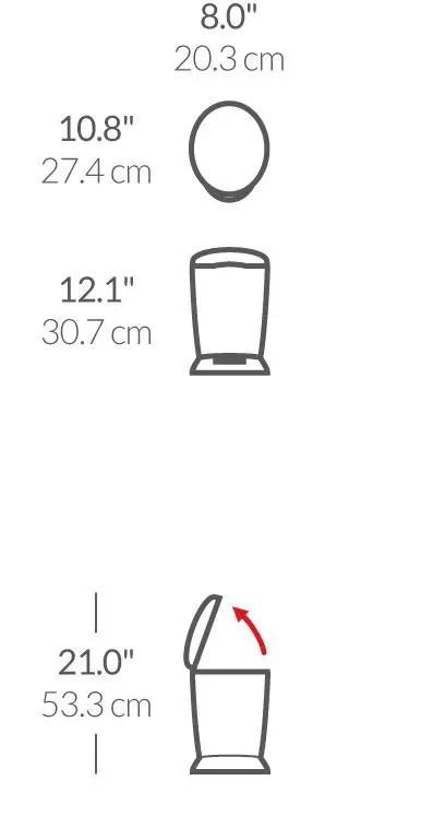 Simplehuman Afvalemmers - Afvalbak 6 L, Zwart CW1319 4 Simplehuman Afvalemmers - Afvalbak 6 L, Zwart CW1319 - Afbeelding 2