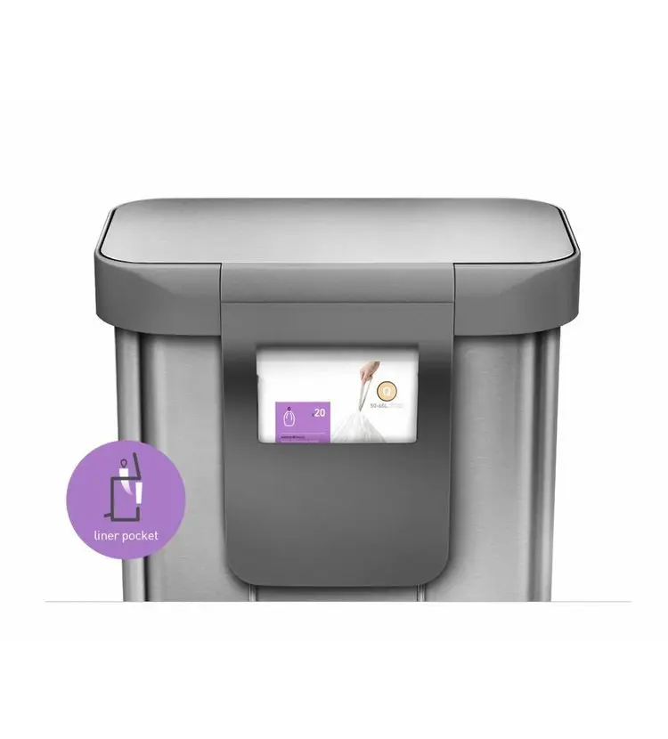Simplehuman Afvalemmers - Afvalbak 55 L, Met Zakvak, Roestvrij Staal CW2023 6 Simplehuman Afvalemmers - Afvalbak 55 L, Met Zakvak, Roestvrij Staal CW2023 - Afbeelding 4