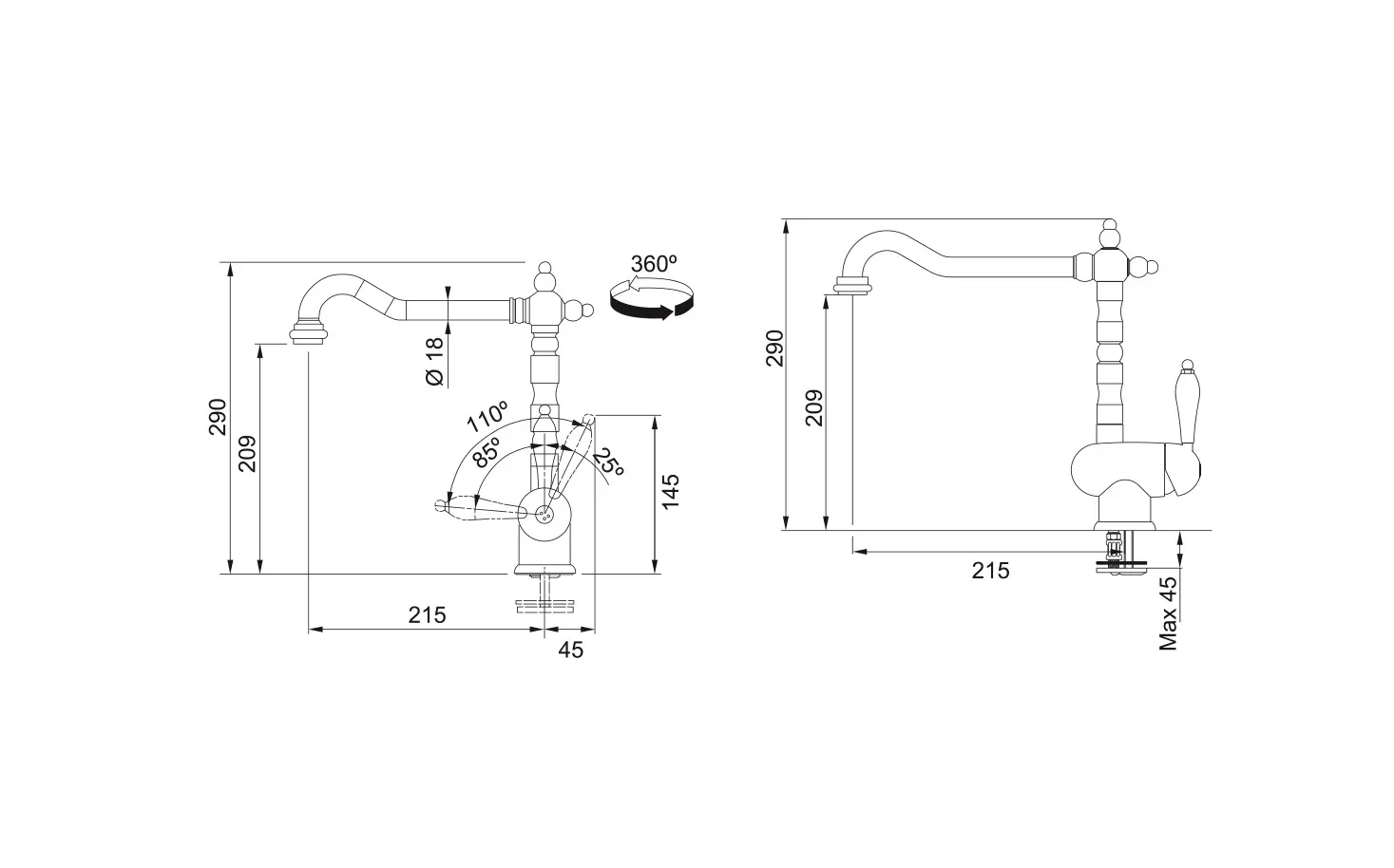 Franke Old England - Keukenkraan, Chroom 115.0060.360 4 Franke Old England - Keukenkraan, Chroom 115.0060.360 - Afbeelding 2