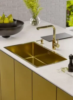 Alveus Zeos Monarch - Keukenkraan Met Uittrekbare Vuistdouche, Goud 1136501 -SANITINO WINKEL e93b7118721ac5b464c68837