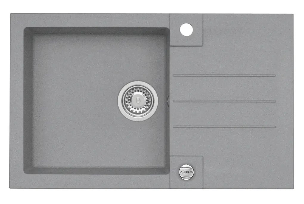Alveus Rock - Granieten Spoelbak 78x48 Cm, Met Draaiknopbediening, Concrete 1122745 3 Alveus Rock - Granieten Spoelbak 78x48 Cm, Met Draaiknopbediening, Concrete 1122745