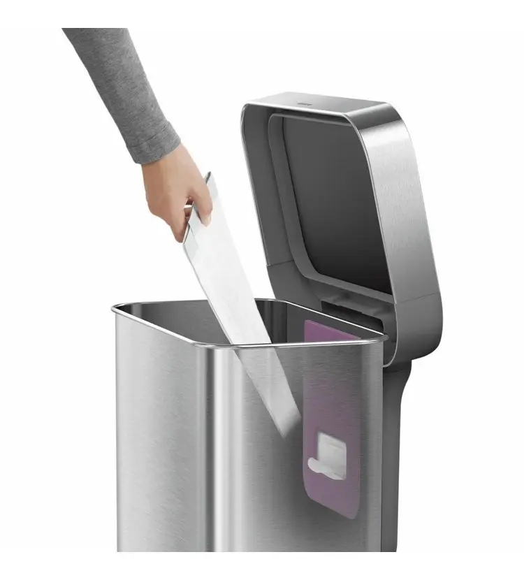 Simplehuman Afvalemmers - Afvalbak 55 L, Met Zakvak, Roestvrij Staal CW2023 8 Simplehuman Afvalemmers - Afvalbak 55 L, Met Zakvak, Roestvrij Staal CW2023 - Afbeelding 6
