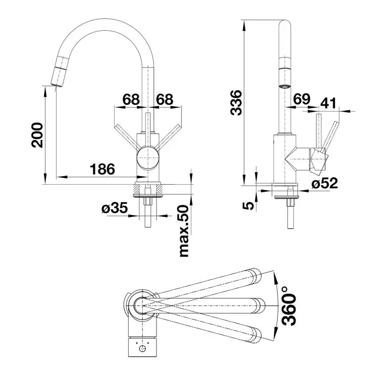 Blanco Mida S - Keukenkraan Met Uittrekbare Uitloop, Zacht Wit/chroom 526968 4 Blanco Mida S - Keukenkraan Met Uittrekbare Uitloop, Zacht Wit/chroom 526968 - Afbeelding 2